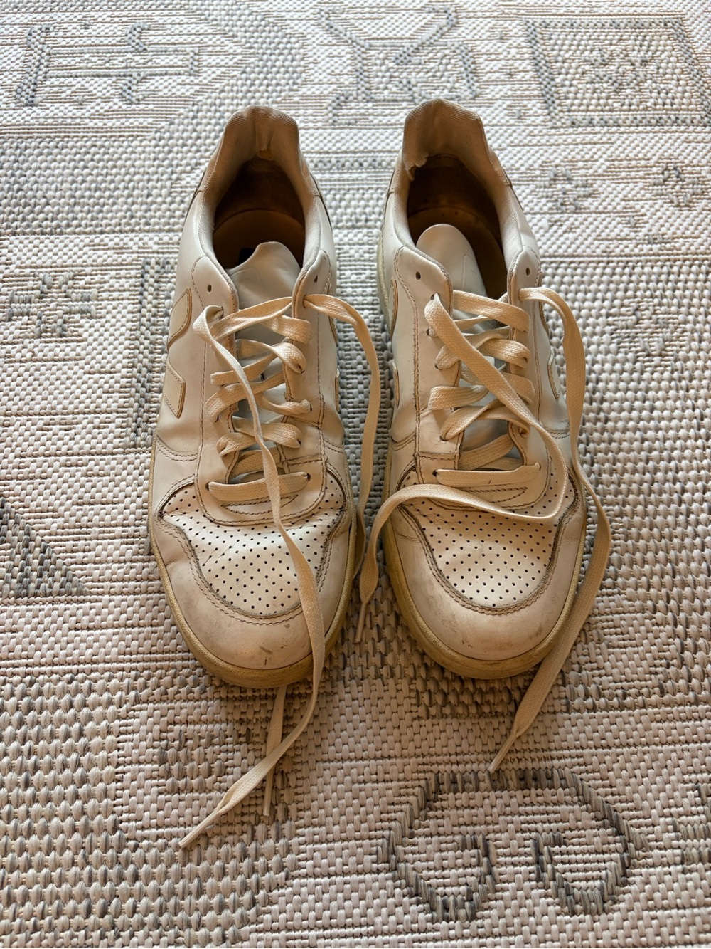 Veja Cream White Leather Sneakers
